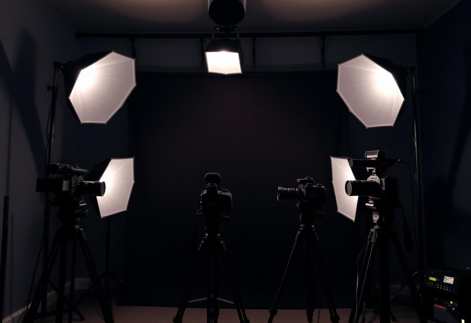 KDMS Content House studio with cinema cameras and softbox lighting